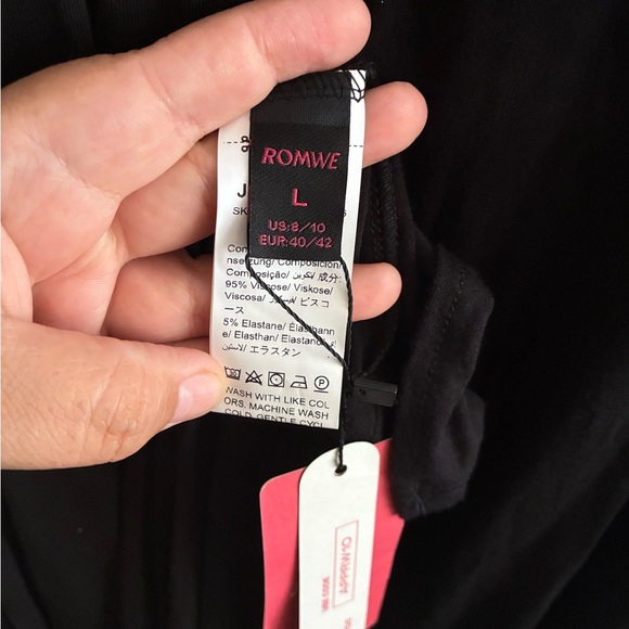 🆕ROMWE Black Contrast Mesh Lace Up Front Split Thigh Cami Dress L🆕 - Picture 10 of 14